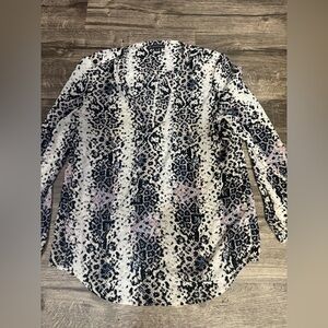 Adrianna Papell Black and White Patterned Blouse